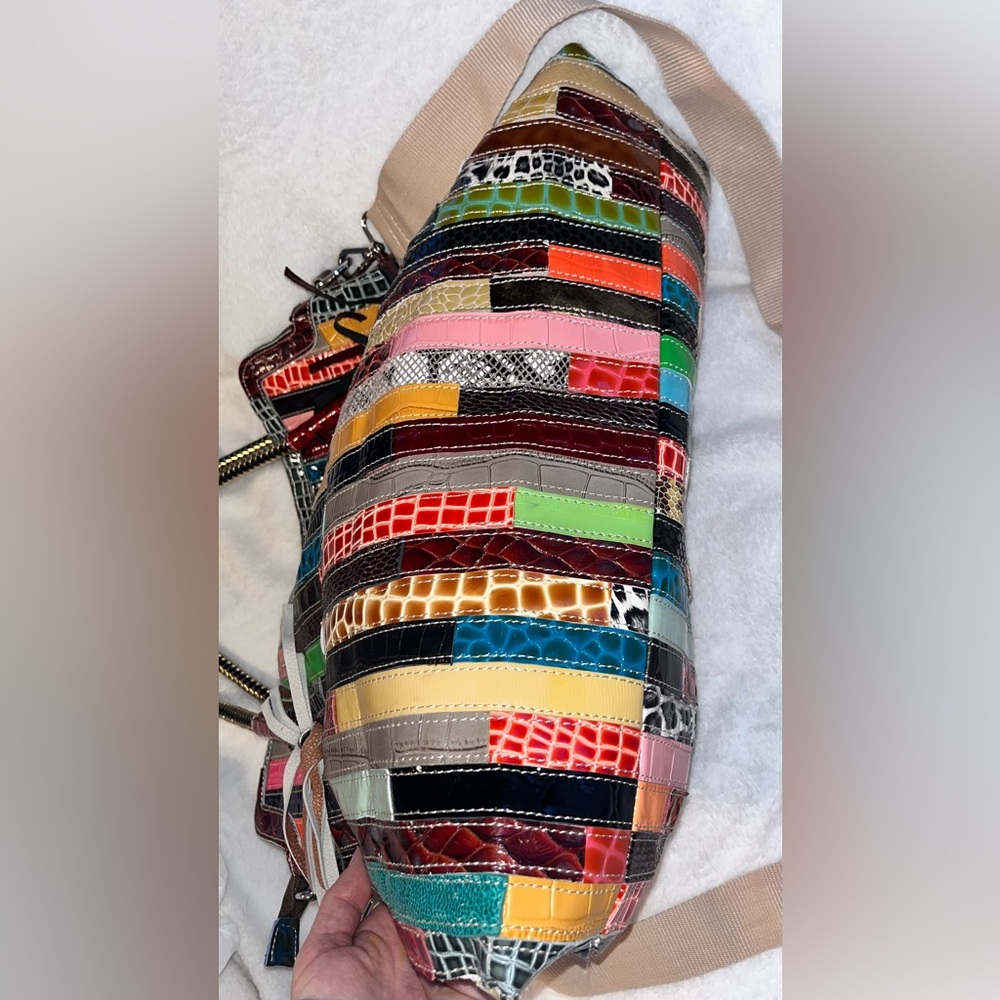 Leather Patchwork Multicolor Tote Bag Leather fri… - image 5
